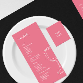Minimal ljusstark rosa Bröllop Pub-meny Meny
