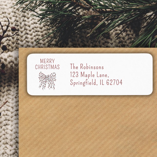 Minimal ljussträng för god jul returadress etikett (Skapare uppladdad)