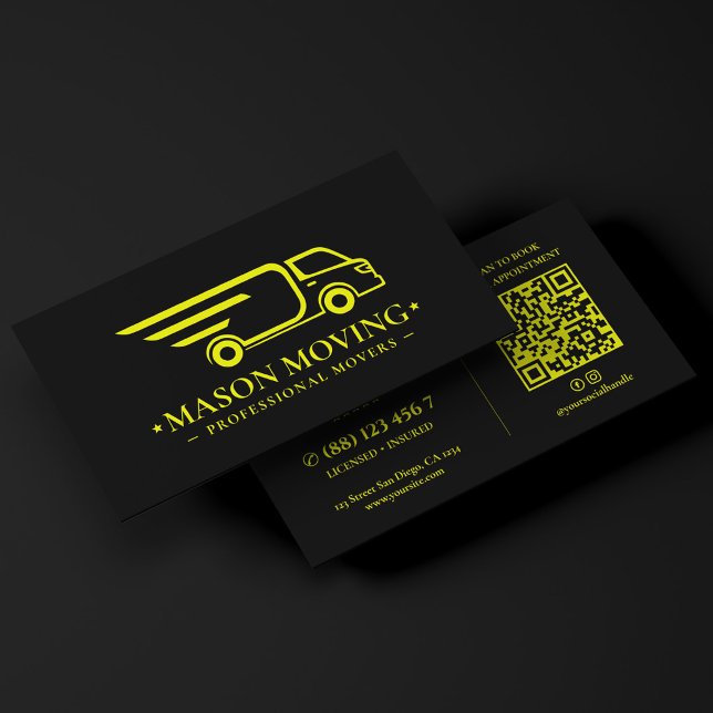 Minimal Logistics Movers logotyp limegul svart Visitkort (Minimal Logistics Movers Logo Lime Yellow Black Business Card
)