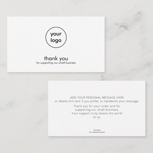 Minimal Logo Thank You Card Small Business Visitkort (Fram/baksida)