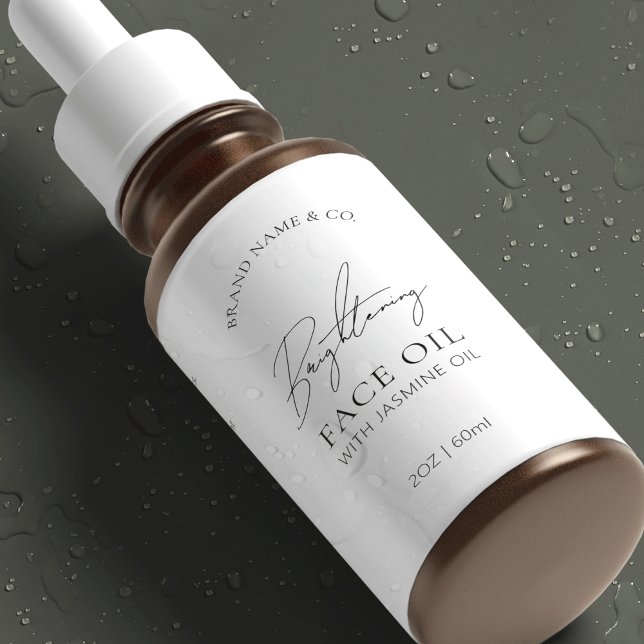 Minimal Logotyp 2 OZ Dropper Flaska Watersecure-et Mat Etiketter (Minimalist cosmetic bottle waterproof label with trendy script font and minimalist layout)