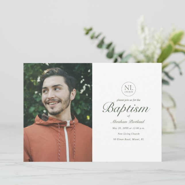 Minimal Logotyp för fotokyrkan Christian Baptism Inbjudningar (Stående Fram)