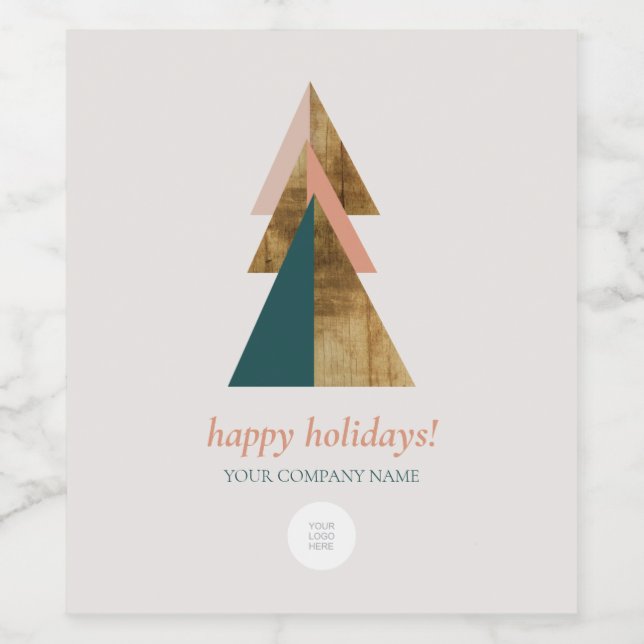 Minimal logotyp för julgran present vinflaska etikett (Singel etikett)