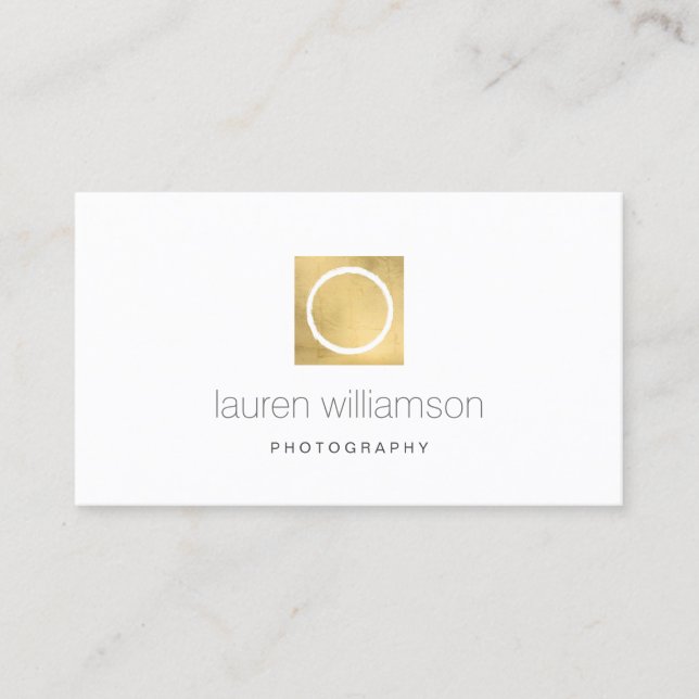 Minimal Logotyp för kameralager Lens Guld-fotograf Visitkort (Framsida)