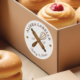 Minimal Logotyp för trärullstift och säckbakverk Runt Klistermärke