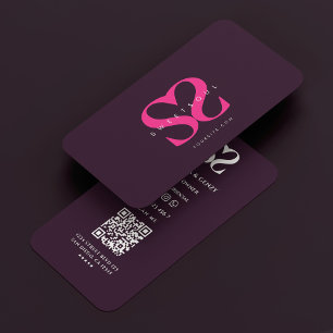 Minimal Logotyp i monogram S Lila Rosa Beauty Visitkort