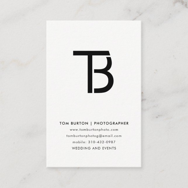 Minimal Logotyp, svart och vitt foto Visitkort (Framsida)