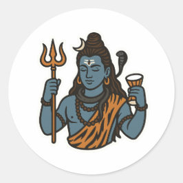 "Minimal Lord Shiva Sticker – Trident, Snake Runt Klistermärke
