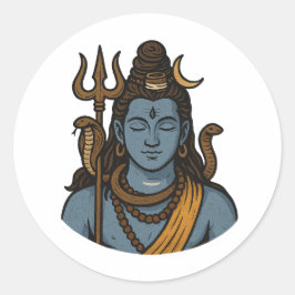 "Minimal Lord Shiva Trident, Orm, Gudomlig Lugn Runt Klistermärke