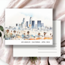 Minimal Los Angeles, Kalifornien Vattenfärg Resa