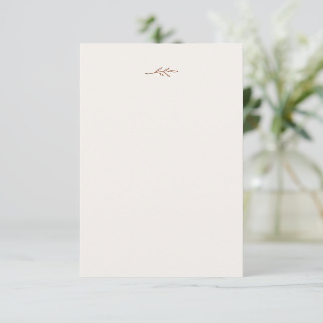 Minimal Löv | Boho Cream Blank Card för anteckning Rådkort (Stående Fram)