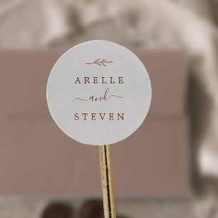 Minimal Löv Boho Cream Bröllop Kuvert Seals Runt Klistermärke