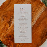 Minimal Löv | Boho Cream Bröllop Middag Menu Meny<br><div class="desc">Det minsta menykortet för löv boho kräm bröllop är perfekt för en boho bröllop. Utformningen har en ren grey löv silhouette i jordens brända orange på en gräddbakgrund med minimalistisk ökenbohemi stil. Den här menyn kan användas för bröllopsmottagning,  repetitionsmiddag eller vad som helst.</div>