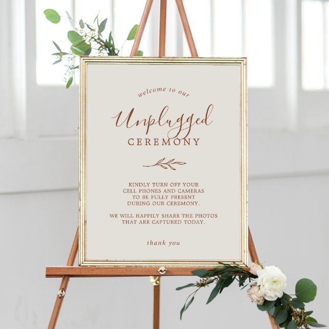 Minimal Löv | Boho Cream Ceremony-signatur utan pl Poster (Skapare uppladdad)