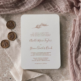 Minimal Löv | Boho Cream Traditional Bröllop Inbjudningar