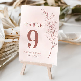 Minimal Löv Boho Rosa Elegant bröllop Bordsnummer