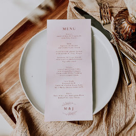 Minimal Löv Boho Rosa Elegant bröllop Meny