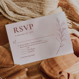 Minimal Löv Boho Rosa Elegant bröllop OSA Kort