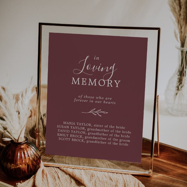 Minimal Löv | Burgundy in Loving Memory Memorial Poster (Skapare uppladdad)