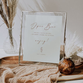 Minimal Löv Cream Funny Bröllop Open Pub-tecken Poster