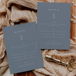 Minimal Löv Dusty Blue Bröllop-innerplatta meny fö