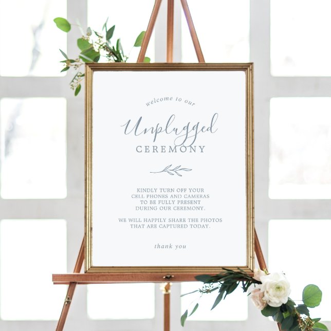 Minimal Löv | Dusty Blue Ceremony-signatur utan pl Poster (Skapare uppladdad)