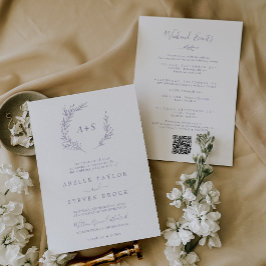 Minimal Löv | Dusty Lila Helg Events Bröllop Inbjudningar