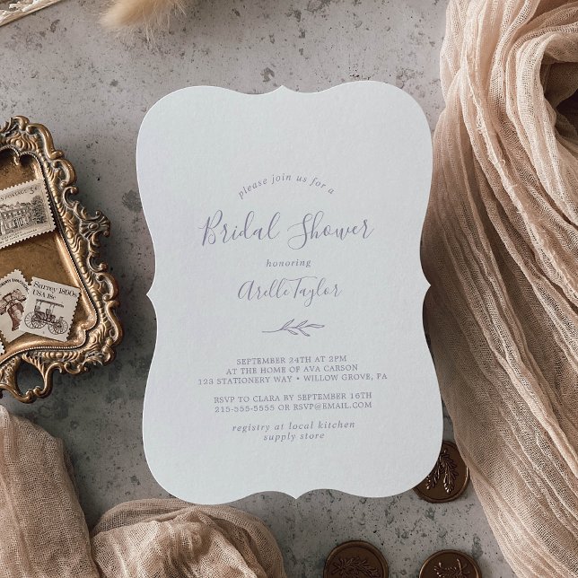 Minimal Löv | Dusty Lila Möhippa Inbjudningar (Skapare uppladdad)