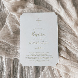Minimal Löv | Guld Baptism Inbjudningar