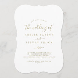 Minimal Löv | Guld Monogram Bröllop tillbaka Inbjudningar