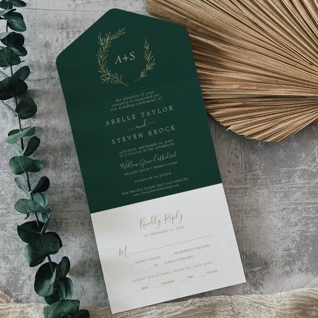 Minimal Löv | Guld och Emerald Bröllop (Skapare uppladdad)