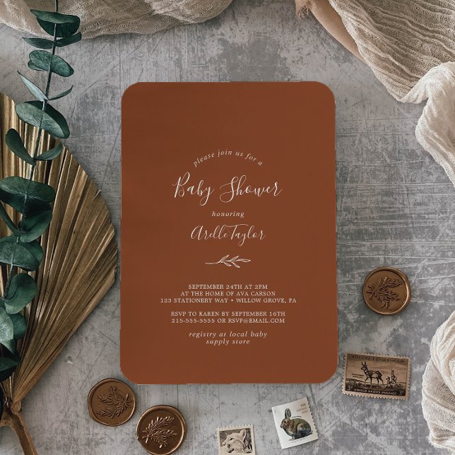 Minimal Löv | Inbjudan till Terracotta Baby Shower (Skapare uppladdad)