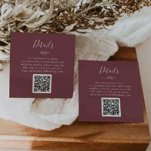 Minimal Löv Information om Burgundy QR Code Bröl Tilläggskort