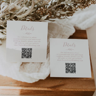 Minimal Löv Information om Rosa QR-koden Bröllo Tilläggskort