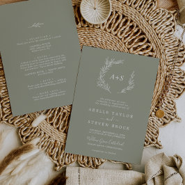 Minimal Löv | Ljussäng Grönt allt på en Bröllop Inbjudningar