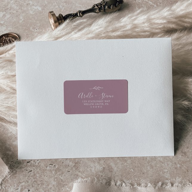 Minimal Löv | Mauve Adressetiketters Adressetikett (Skapare uppladdad)