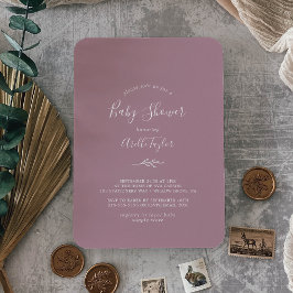 Minimal Löv | Mauve Baby Shower-inbjudan Inbjudningar