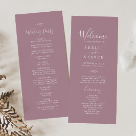 Minimal Löv | Mauve Bröllopsprogram Program