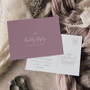 Minimal Löv   Mauve Menu Choice OSA Postcard Inbjudan Vykort