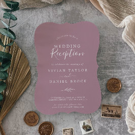 Minimal Löv | Mauve Wedding Reception Inbjudningar