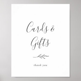 Minimal Löv   Mörk Grått-kort och presentkort Poster