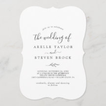 Minimal Löv | Mörk Grått Monogram Bakåt Bröllop