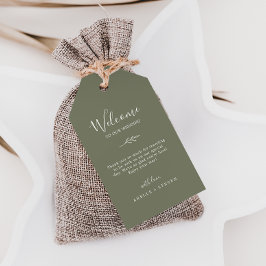 Minimal Löv | Mörk grönt Bröllop Välkommen Presentetikett