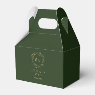 Minimal Löv Mörk grönt formellt monogram Bröllop Presentaskar