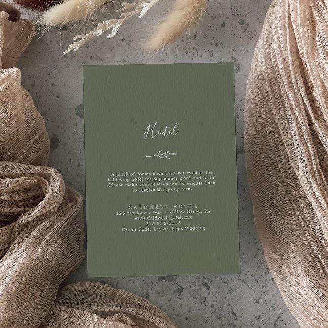 Minimal Löv | Mörk grönt hotell Tilläggskort (Skapare uppladdad)