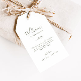 Minimal Löv | Oliv grönt Bröllop Välkommen Presentetikett