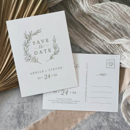 Minimal Löv | Oliv grönt Spara datum Inbjudan Vykort