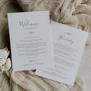 Minimal Löv Olive Welcome Brev & Itinerary