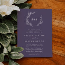 Minimal Löv | Plum Lila Formell monogram Bröllop