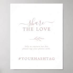 Minimal Löv Rosa Kärlek Hashtag-skylt Poster
